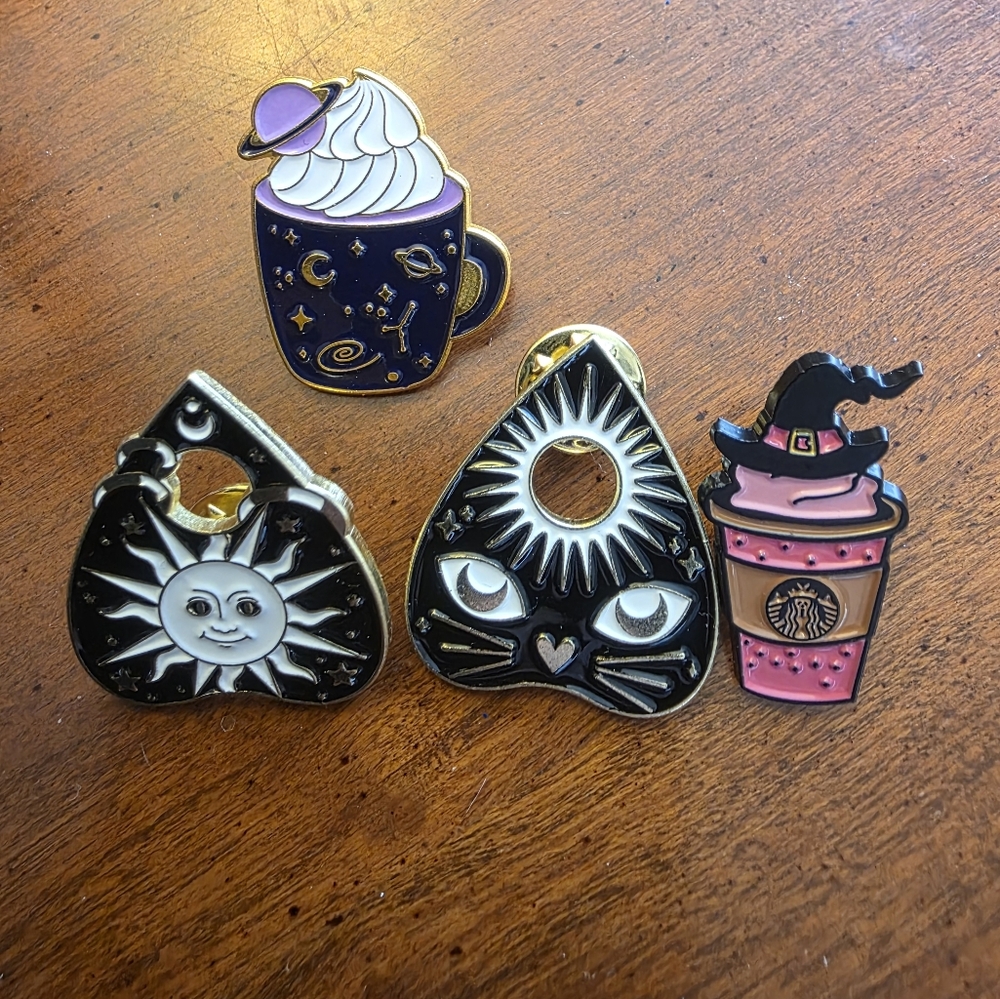 Mystical Enamel Pin Set - Black, Pink, Purple